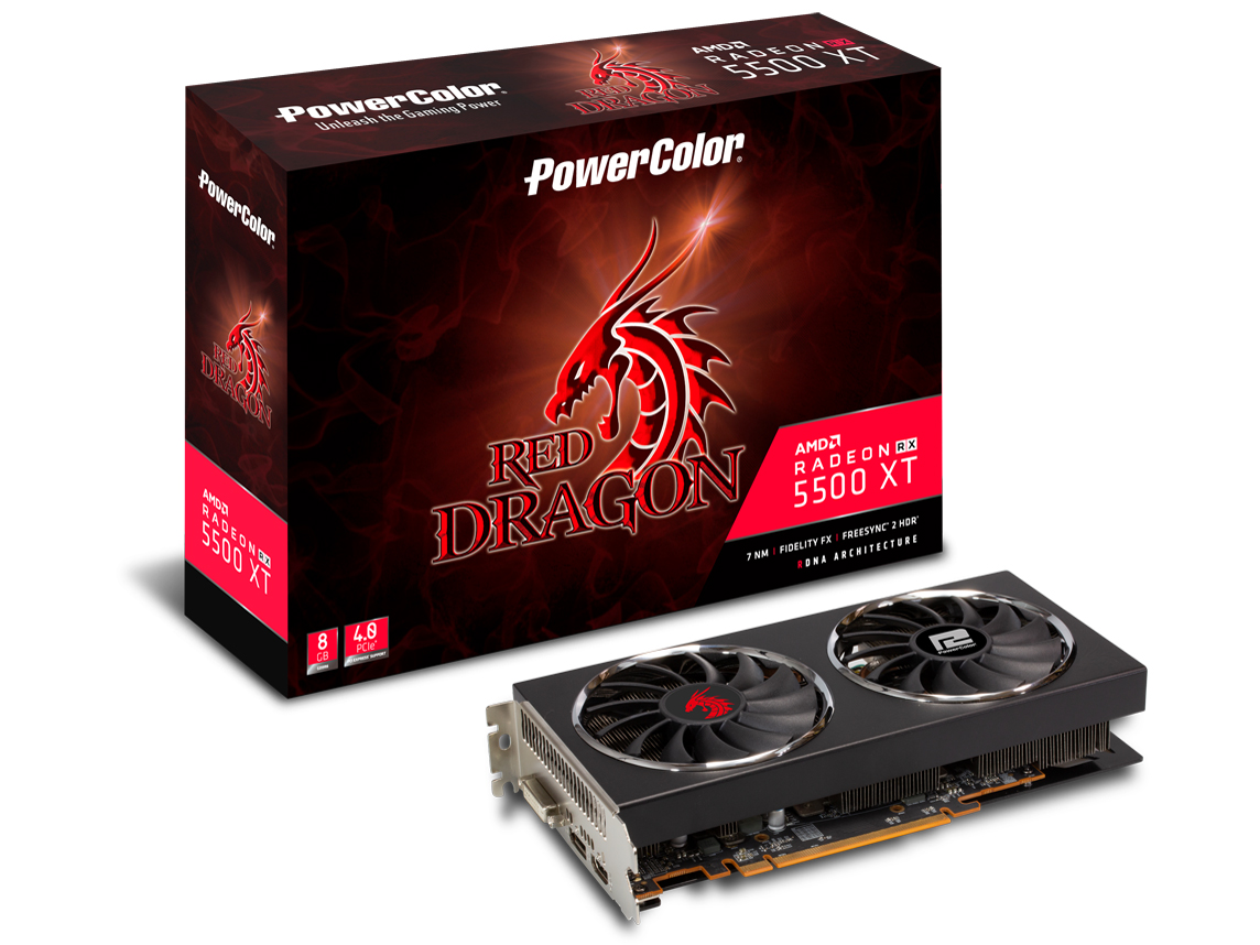 PowerColor Red Dragon RX 5500XT 8GB GDDR6 AXRX 5500XT 8GBD6-DHR/OC [PCIExp 8GB]