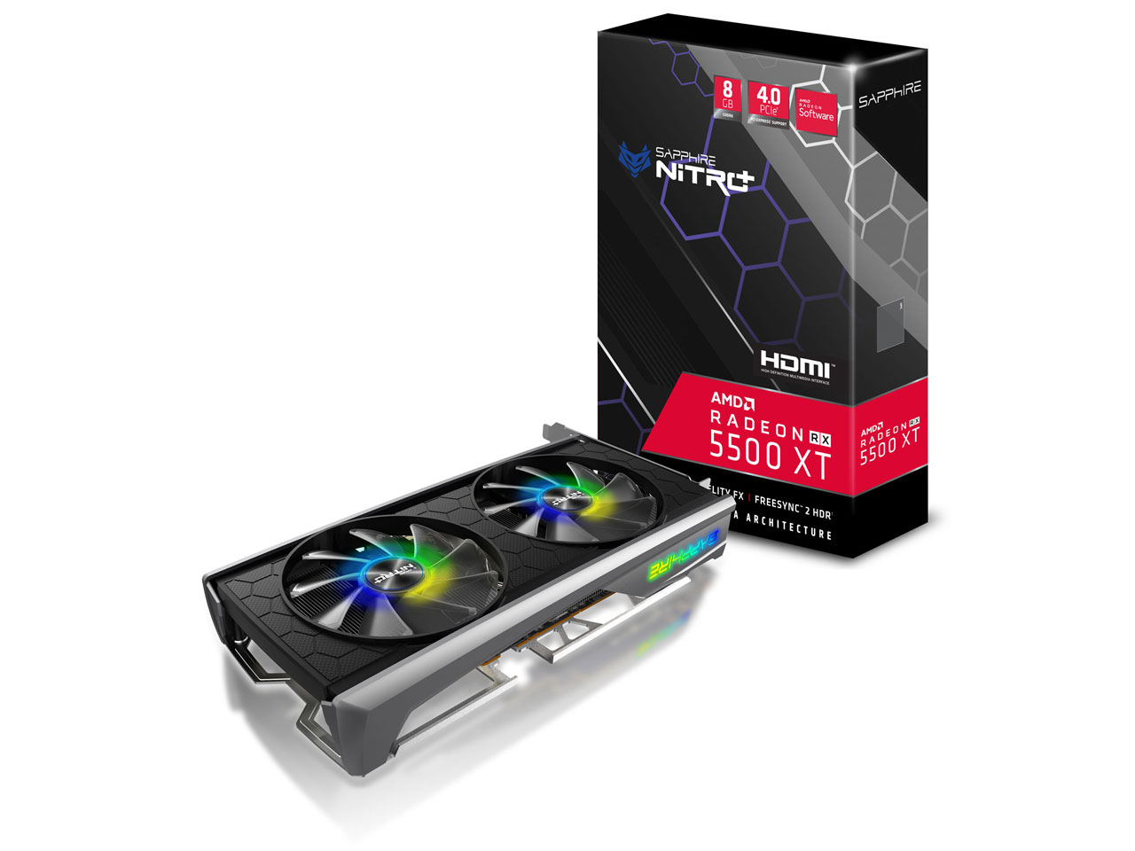 SAPPHIRE NITRO+ RADEON RX 5500 XT 8G GDDR6 DUAL HDMI/DUAL DP OC W/BP (UEFI) SPECIAL EDITION [PCIExp 8GB]