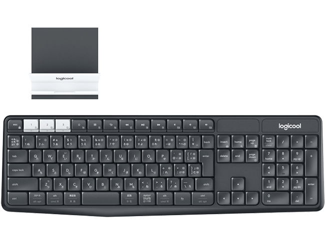 K370s Multi-Device Bluetooth Keyboard + Stand combo [ブラック/ホワイト]