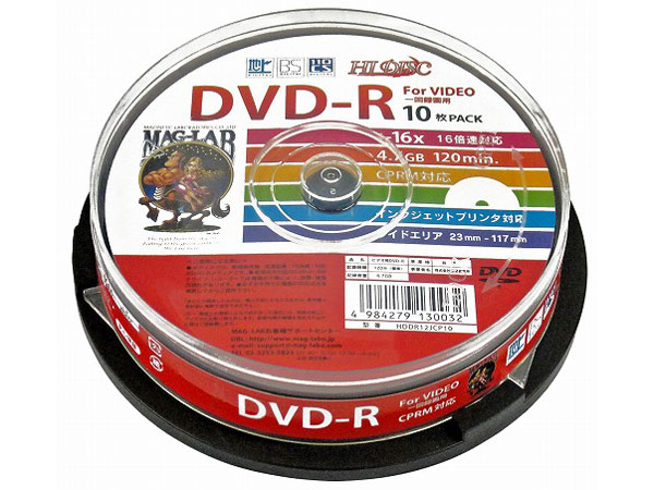 HDDR12JCP10 [DVD-R 16倍速 10枚組]