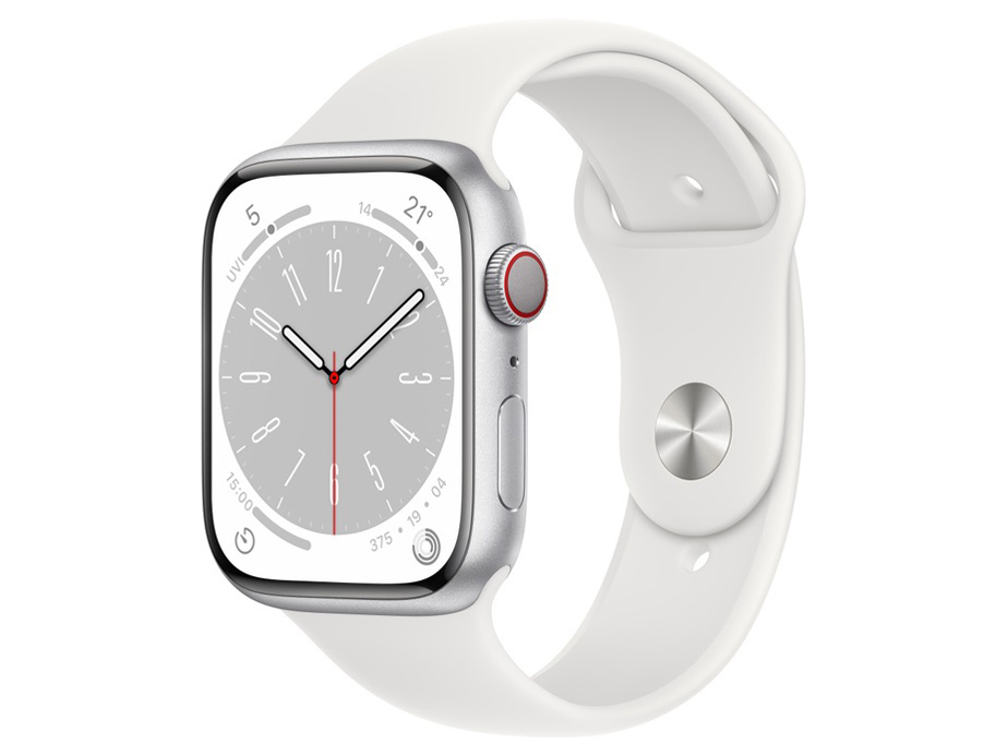 Apple Watch Series 8 GPS+Cellularモデル 45mm MP4J3J/A [シルバー/ホワイトスポーツバンド]