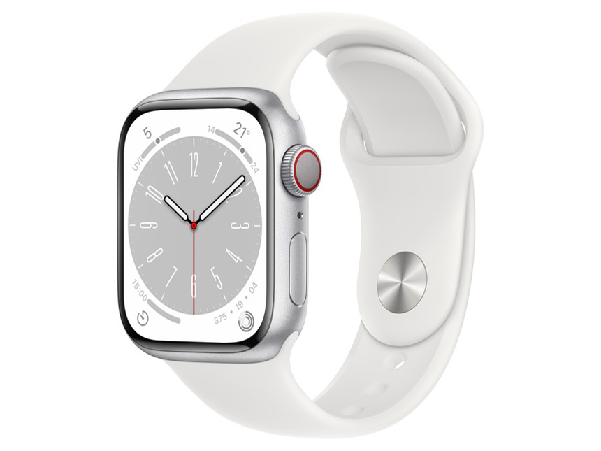 Apple Watch Series 8 GPS+Cellularモデル 41mm MP4A3J/A [シルバー/ホワイトスポーツバンド]