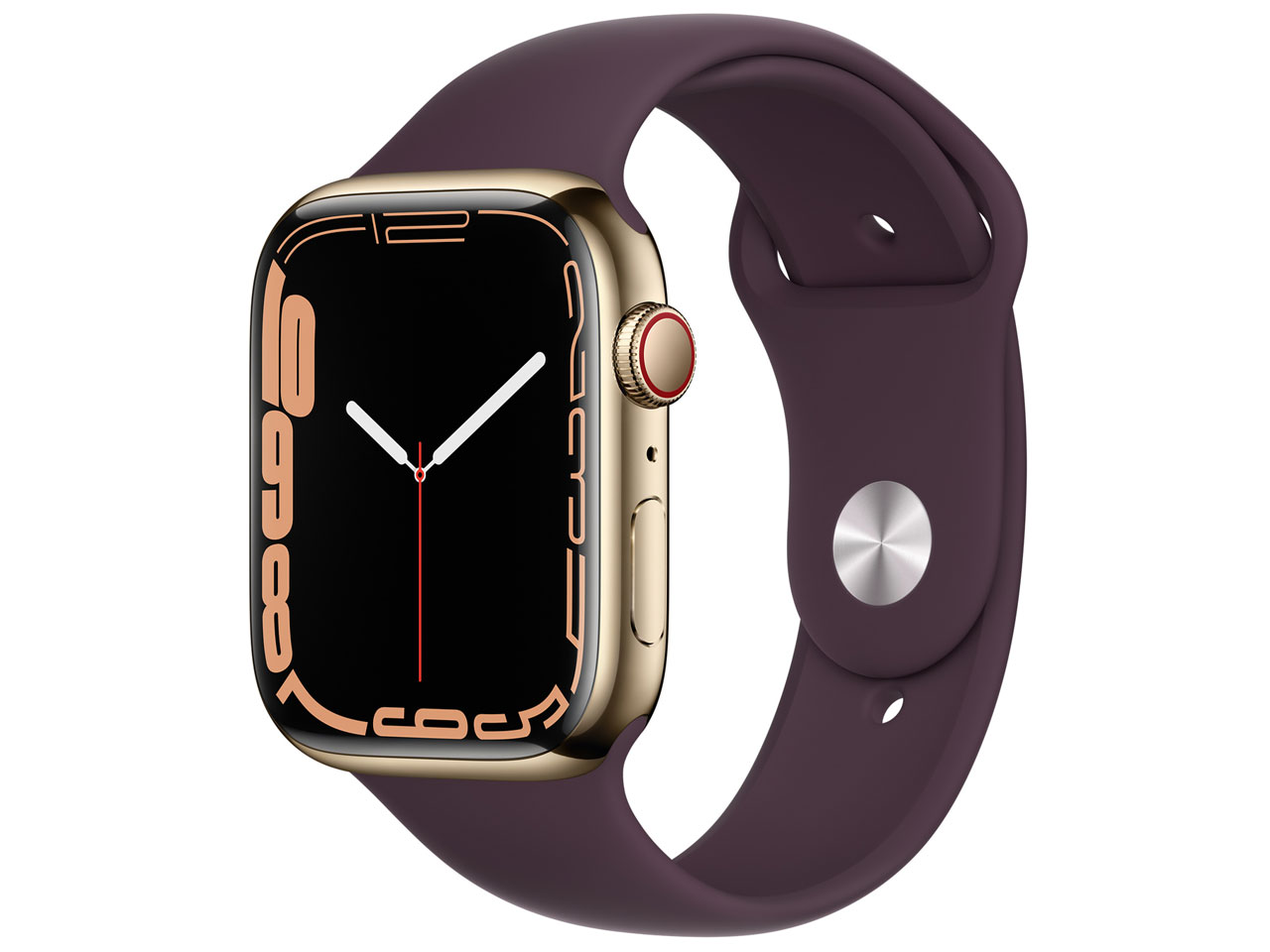 Apple Watch Series 7 GPS+Cellularモデル 45mm MKJX3J/A [ゴールドステンレススチールケース/ダークチェリースポーツバンド]