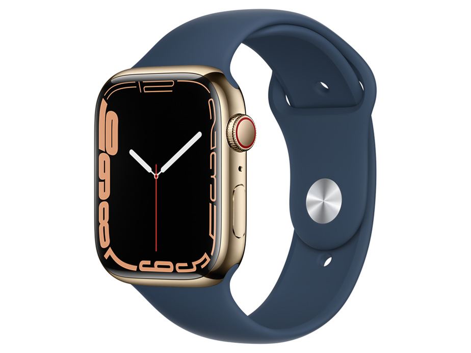 Apple Watch Series 7 GPS+Cellularモデル 45mm MN9M3J/A [ゴールドステンレススチールケース/アビスブルースポーツバンド]