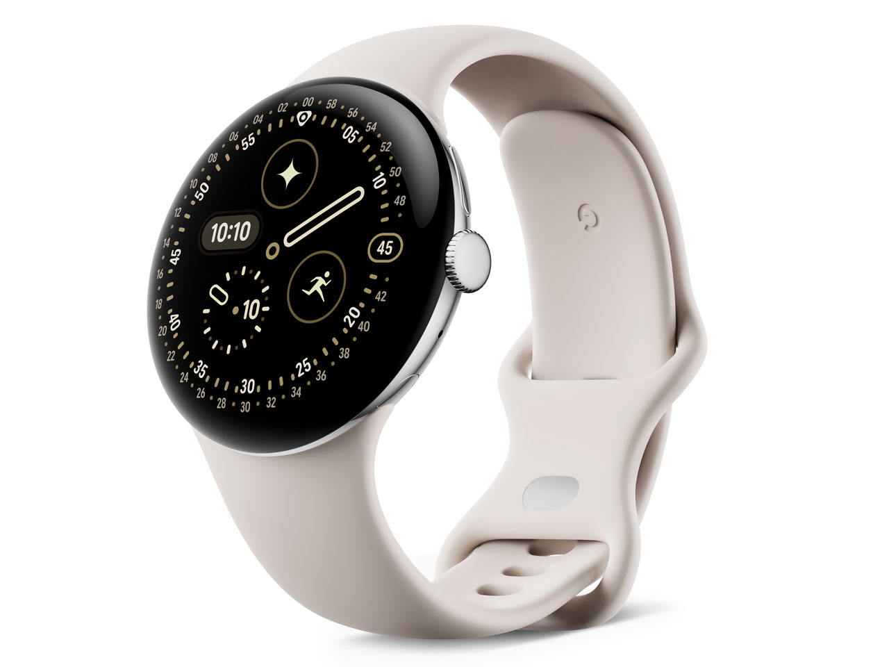 Pixel Watch 4 Wi-Fiモデル 45mm GA09308-US [Polished Silver アルミケース/Porcelain アクティブ バンド]