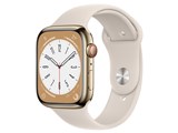 Apple Watch Series 8 GPS+Cellularモデル 45mm MNKM3J/A [ゴールドステンレススチールケース/スターライトスポーツバンド]