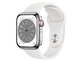 Apple Watch Series 8 GPS+Cellularモデル 41mm MNJ53J/A [シルバーステンレススチールケース/ホワイトスポーツバンド]